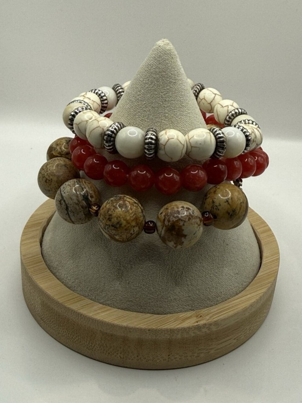 Vintage Lot of 3 Bead Bracelets Multi-colored Beads 6.5"